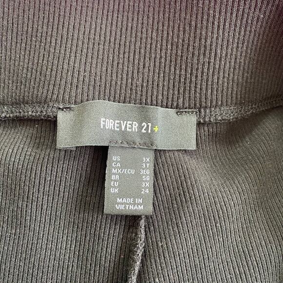 Forever 21 Womens Black Ribbed Knit Wide Leg Pants Size 3X Plus - Picture 7 of 7